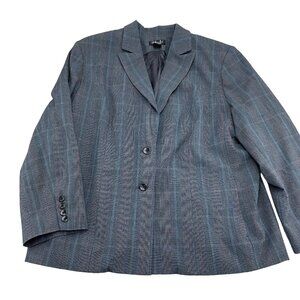 Rafaella Blazer Women 16W Black‎ Prince Edward Plaid Stretch Classic Career NWT